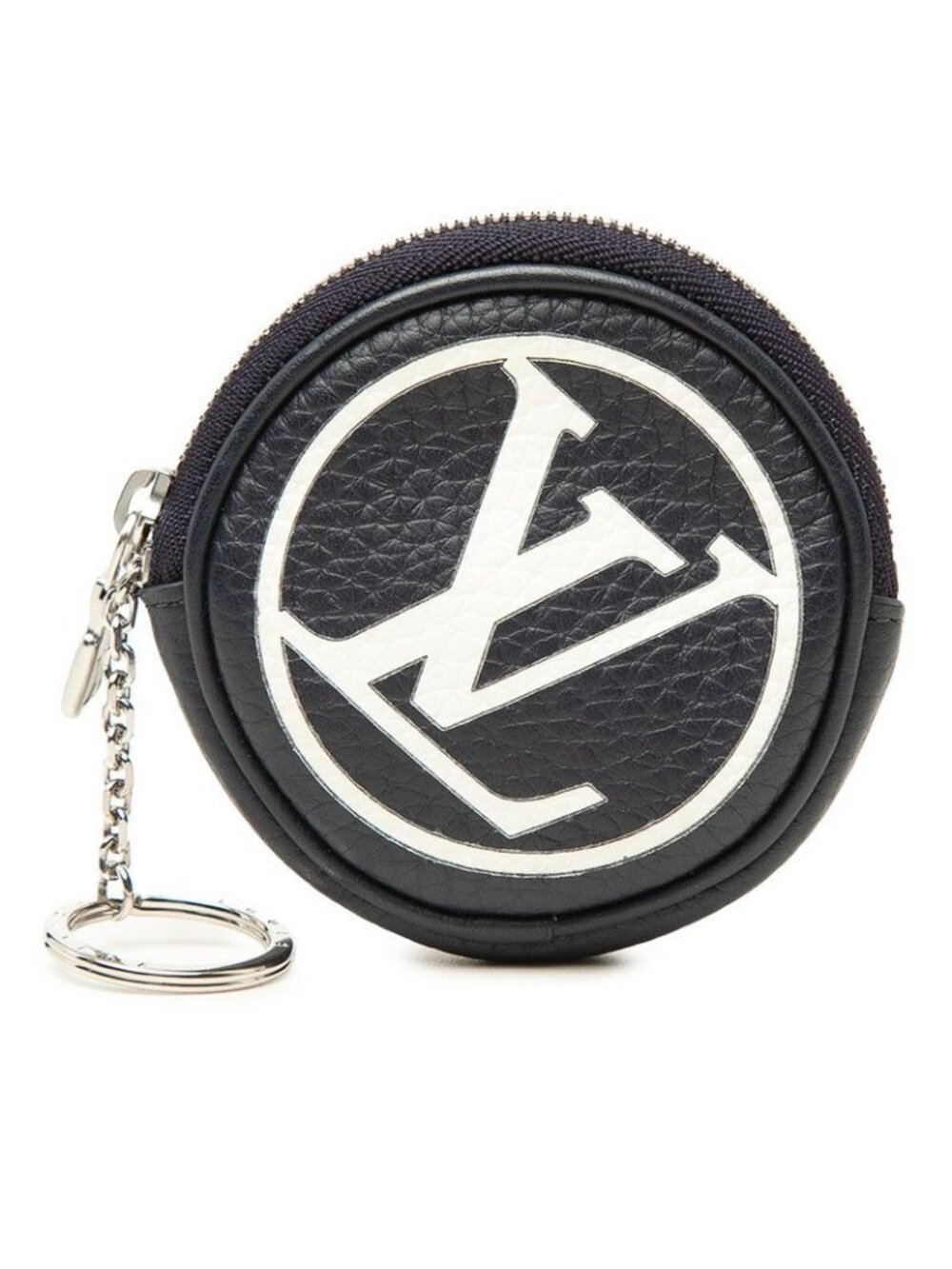 Louis Vuitton Cles Pochette Key Ring Key Holder Mini Pouch Coin Case Navy